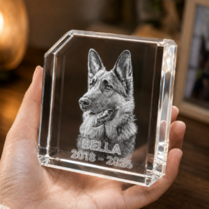 Personalised 3D Crystal Glass Pet Memorial Cube