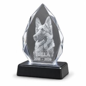 Personalised K9 Crystal Memorial Faceted Plaque
