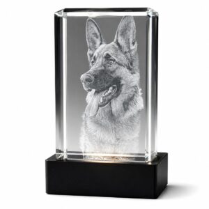 Personalised K9 Crystal Memorial Tall Block